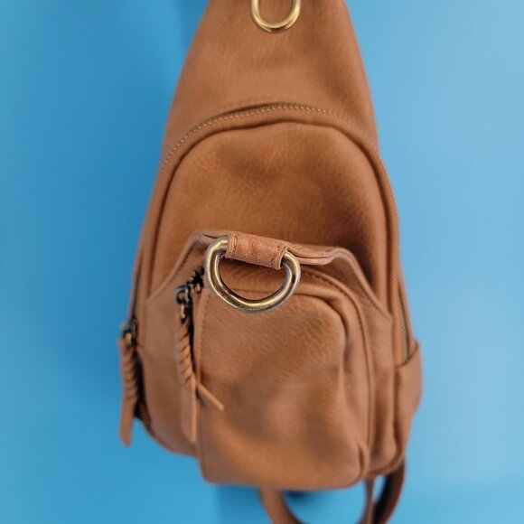 🧡 ANTİK KRAFT Vegan Leather Sling Backpack – Boho-Chic Mini Pack (Excellent) - Picture 9 of 15